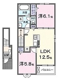 リコルディ 2階2LDKの間取り