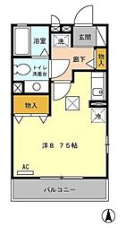 クレスト ワンルームの間取図画像