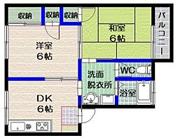 メゾン下山門 2DKの間取図画像