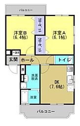 メゾンAユーミー 2DKの間取図画像