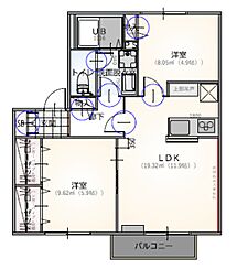 ハックベリーB 2LDKの間取図画像
