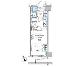 パークアクシズ浅草レジデンス 1LDKの間取図画像