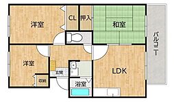 フォブール安田2 3LDKの間取図画像