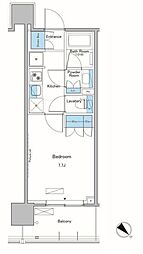 ルフォンプログレ滝野川 11階1Kの間取り