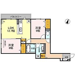 ハピネス三国ヶ丘 2LDKの間取図画像