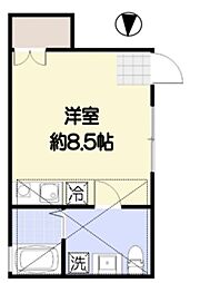 Laulea ワンルームの間取図画像