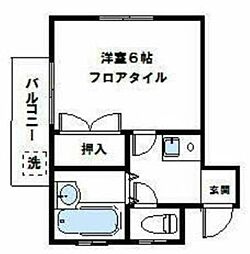 ヒルズ長尾 1Kの間取図画像