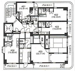 ニチエーイン川崎25 4階2DKの間取り
