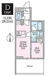 クレストコート東陽町 1LDKの間取図画像