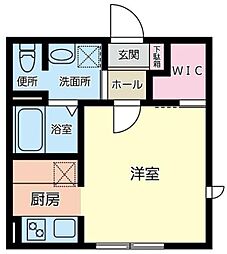 オーロラハイツ小向A棟 1Kの間取図画像