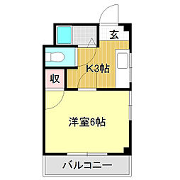 ハイツミーナ 1Kの間取図画像