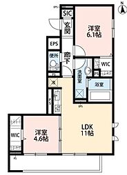 ジェンティーレトリヤマ5 2LDKの間取図画像