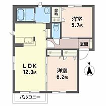 ルガール大谷　Ａ 201 ｜ 岩手県胆沢郡金ケ崎町西根大谷107-1（賃貸アパート2LDK・2階・54.00㎡） その2