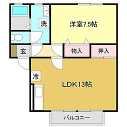 セジュール・ピノ 1LDKの間取図画像