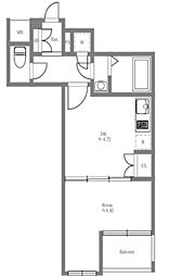 東急東横線 学芸大学駅 徒歩8分の賃貸マンション 1階1DKの間取り