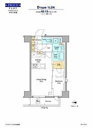 プラウドフラット本所吾妻橋 1LDKの間取図画像