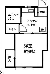 二村ハイツ 1Kの間取図画像