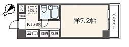 キューブ平和台 1Kの間取図画像