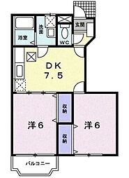 アヴェニール・K 2DKの間取図画像