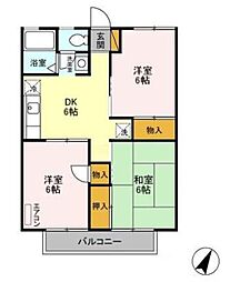 パールハイツ鏑木39 3DKの間取図画像