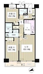 高田馬場パーク・ホームズ 2LDKの間取図画像