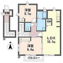 エヌズア－バン 202 ｜ 宮城県仙台市若林区蒲町3-36（賃貸アパート2LDK・2階・61.50㎡） その2