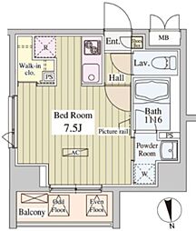 SK-ONE市ヶ谷 1Kの間取図画像