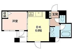 フォレスト弥生 2階1DKの間取り