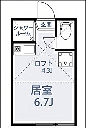 ユナイト阪東橋カルナバル ワンルームの間取図画像