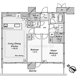 パークシティ武蔵小山ザタワー 2LDKの間取図画像