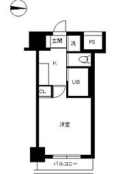 スカイコート大森5 1Kの間取図画像