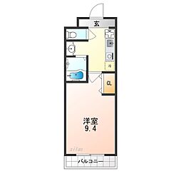 フジテラス東山三条 1Kの間取図画像