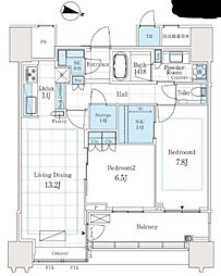 パークコート文京小石川ザタワー 2LDKの間取図画像
