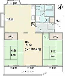 宮前平アベリア3号棟 1LDKの間取図画像