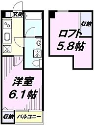 ＥＧ 2階1Kの間取り