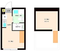 ハーモニーテラス 平井X 2階ワンルームの間取り