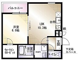 フジパレス神田町 1LDKの間取図画像