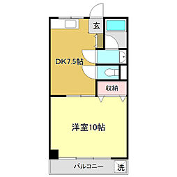 シルキーハイツ 1DKの間取図画像