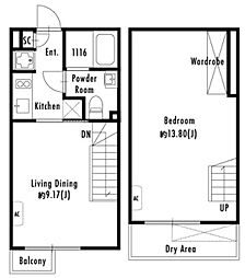 プライマル下北沢代沢 1階1LDKの間取り