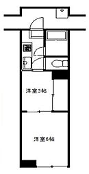 鶴ケ岡マンション 5階2Kの間取り
