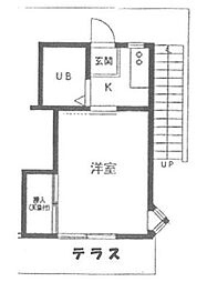 ツカサコーポ東林間 1Kの間取図画像