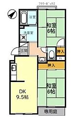 トリヴァン加守田 2DKの間取図画像