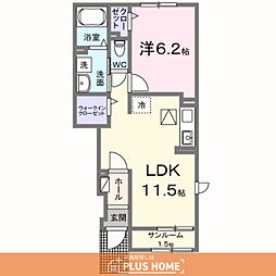 ウエスタン ヴィレッジI 1LDKの間取図画像