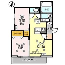 Noble Villa針ヶ谷 2LDKの間取図画像