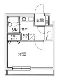 菱和パレス上目黒 1Kの間取図画像