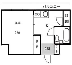 マンション五反田 1Kの間取図画像