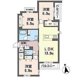 シャーメゾン 伽羅橋 3LDKの間取図画像