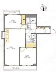 ダイアパレス田端第2 2LDKの間取図画像