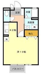 ハイツカズ ワンルームの間取図画像
