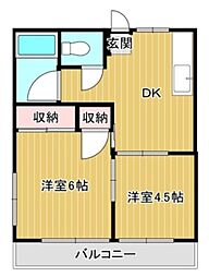 K-FLAT 2DKの間取図画像